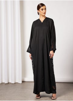 Buy Lasercut Design Abaya With Beadwork in Saudi Arabia