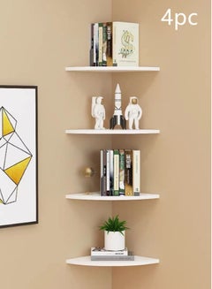 Buy 4-Pieces Home Decoration Shelf Shower Organizer Wall Mounts Storage Rack White 18x18 Centimeter in UAE
