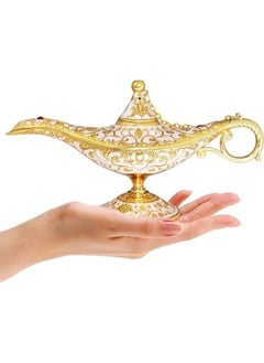 اشتري Aladdin Genie Lamp Chirag Vintage Magic Wishing Light Arabian Costume Props Wedding Table Festival Metal Craft Tabletop Decor Crafts for Home Decoration & Gift for Party Anniversary Birthday (White) في الامارات