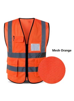 Buy High Visibility Reflective Safety Work Vest Mesh Orange LXLXXL in Saudi Arabia