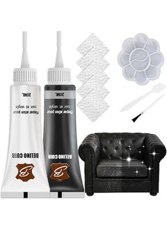 Buy Vinyl Leather Repair Kit, Black And White Leather Repair Kit, For Furniture Waterproof Leather Couch Repair Kit, Chair Scratch Color Restorer Stain Remover Multi, Purpose Leather Repair Gel in UAE