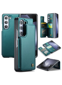 Buy Wallet Case for Samsung Galaxy Z Fold 5, Premium Handmade Durable PU Leather Slim Shockproof Case with [Double Magnetic Clasp] [Card Holder] [Kickstand] [RFID Blocking] (Green) in Egypt