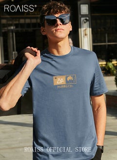 Buy Man's T-shirt Loose Version Pure cotton Causal and Trendy Versatile Pattern Printing Short Sleeves in UAE