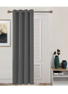 Buy 1-Piece Thermal Insulated Blackout Curtain for Bedroom or Doorway Grey 132x213cm in UAE