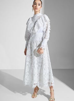 Buy Ruffle Lace Detail Dress in UAE