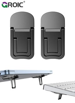 Buy 2PCS Zinc Alloy Mini Black Foldable Laptop Stand, Portable Computer Keyboard Riser with 2 Adjustable Angles, Self-Adhesive Invisible Notebook Stand and Keyboard Lift for Desk in Saudi Arabia