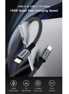 Buy USB C to USB C 100W Fast Charging Data Transferring Cable ,Grey in UAE