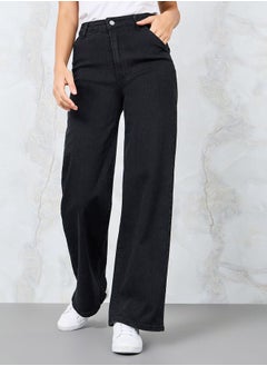 اشتري Mid Rise Wide Leg Jeans with Pockets في السعودية