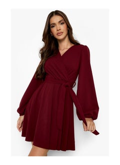 اشتري Balloon Sleeve Wrap Skater Dress في الامارات