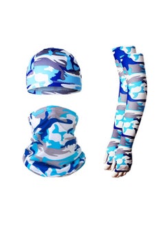 Buy Summer Bandana UV Protection Face Cover Neck Gaiter Scarf and Ice Silk Cooling Arm Sleeves with Thumb Holes Sleeve Cap in Saudi Arabia