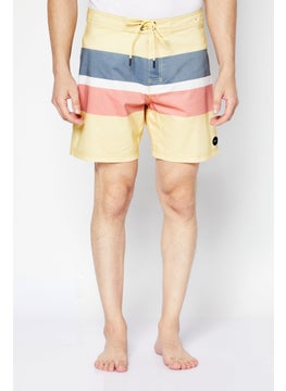 اشتري Men Color Block Drawstring Board Shorts, Yellow Combo في الامارات