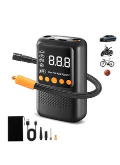 Buy Portable Tire Inflator, Cordless Air Compressor for Car and Bike, Rechargeable Mini Pump with 150 PSI Pressure Gauge, 2X Faster Air Pump for Tires, Ideal for Bicycles and Vehicles. in UAE