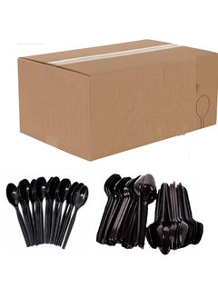 اشتري 1000Pc Every Day Use Disposable Plastic Table Spoon Black في الامارات