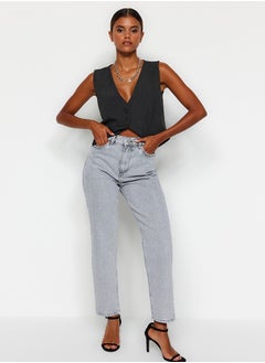 Buy Gray High Waist Mom Jeans TWOAW22JE0945 in Egypt