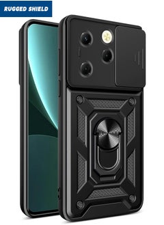 Buy Infinix Hot 40/40 Pro Case, Infinix Hot 40/40 Pro Cover with Slide Camera Cover, Military Grade Heavy Duty Shockproof Phone Case Cover with Ring Kickstand for Infinix Hot 40/Infinix Hot 40 Pro, Black in Saudi Arabia