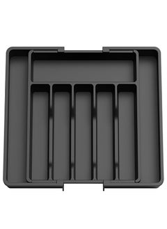 Buy Silverware Drawer Organizer,Expandable Utensil Organizer,Adjustable Kitchen Flatware Organizer Large Capacity Utensil Organizer and Storage Cutlery Tray for Spoons Forks Knives(Black) in UAE