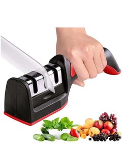 Buy 4-in-1 Manual Knife Sharpener for Sharpening and Polishing Kitchen Knives and Scissors, Professional Handheld Blade Sharpener with Adjustable Base, Non-Electric, No Water Needed, Rubber Base for Stability and Safety in Egypt