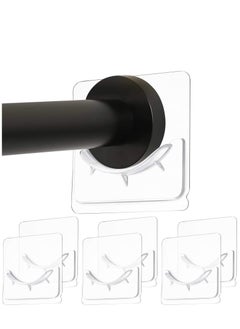 اشتري 6 Piece Adhesive Shower Curtain Rod Holder, Adhesive Wall Mounted Shower Rods Holder Drill-Free Install, Adhesive Rod Mount Retainer, No Drilling, Not Include Shower Curtain Rod في السعودية