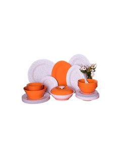 اشتري Melamine dinner set, 38 pieces, pure round granite, orange * white, 8532 في مصر