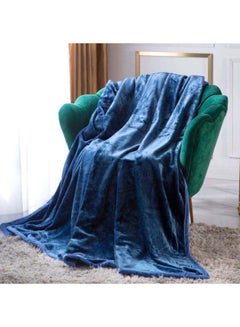 Buy Soft Fabric Blanket Polyester Blue 220x240centimeter in Saudi Arabia