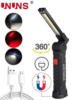 Buy LED Work Light Flashlight,Foldable COB Rechargeable Work Lights With Magnetic Base 5 Modes 360° Rotate,LED Flashlights Inspection Light For Car Repair,Household,Camping in UAE