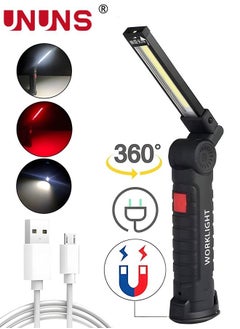 Buy LED Work Light Flashlight,Foldable COB Rechargeable Work Lights With Magnetic Base 5 Modes 360° Rotate,LED Flashlights Inspection Light For Car Repair,Household,Camping in Saudi Arabia