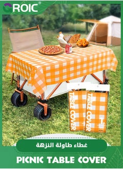 Buy 2 Pack Disposable Picnic Tablecloth,Orange and White Checkered Tablecloth,Disposable Party Tablecloth,80*140CM Picnic Table Covers Disposable Table Covers for Camping,Party,Picnic in UAE