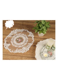 اشتري Oval White And Beige Vintage Cotton French Lace Doily 30x40cm For Table Decoration في السعودية