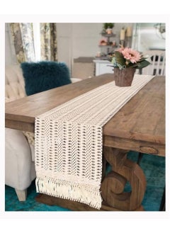 Buy Lace Tablecloths, 12 x 108 Inch Cotton Thread Tassel Wedding Tablecloths, Home Party Decoration Accessories Shooting Set Props for Hotels, Homestays, Family Gatherings, Wedding Parties in UAE