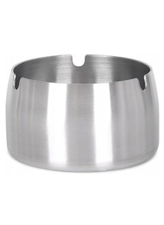 Buy Ashtray for Cigarettes, Stainless Steel Windproof Ash Tray for Indoor Outdoor Patio Home Office Hotel (Silver, Large) in UAE