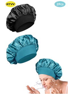 Buy 2Pcs Oversize Silk Satin Hair Bonnet for Sleeping, Sleep Bonnet with Elastic Soft Band,Sleep Bonnet Sleep Cap for Hair Curly Hair Sleeping Natural Hair in Saudi Arabia