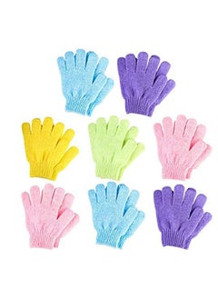 Buy 8 Pairs Double Sided Exfoliating Gloves Bath Shower Body Scrubbing 5 Colors in UAE