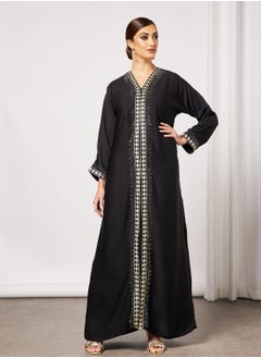 Buy Abaya With Embroidery And Stonework in UAE