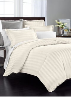 Buy Damask - 100% Cotton Duvet Cover 4 Piece King Size in Saudi Arabia