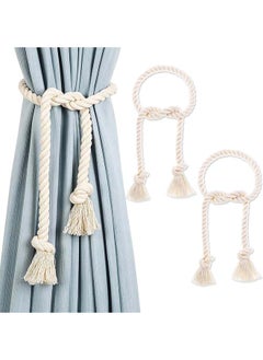 Buy Curtain Tiebacks Macrame Holdbacks, 2pcs Cream-Colored Bohemian Home Decoration Vintage in Egypt