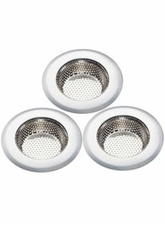 Buy 3-Piece Stainless Steel Kitchen Sink Strainer Removable Heavy-Duty Drain Filter Perfect for Kitchen Bathroom Basin Laundry Stop Hair Disposal Waste , Chrome in UAE