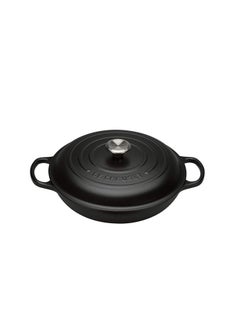 Buy Le Creuset Signature Satin Black Cast Iron 30cm Shallow Casserole (Black Interior) in UAE