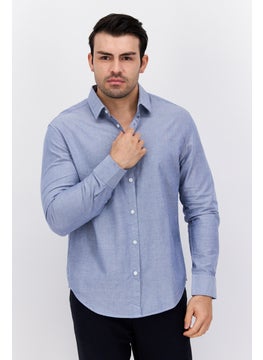 Buy Men Regular Fit Long Sleeve Chambray Casual Shirts, Light Navy in Saudi Arabia