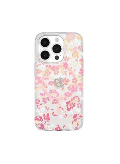 Buy Floral Case Compatible with iPhone 15 Pro 2023 6.1" - 10Ft Drop Protection Cover, Made from Recycled Materials, Magsafe Wireless Charging Compatible - Flowerbed Pink Ombre in UAE