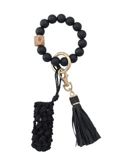 اشتري Silicone Key Ring Bracelet Wristlet Keychain Unique Beaded Bangle Key Chains for Women with Leather Tassel في الامارات