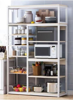 Buy 6-Tier 2 Basket Kitchen Storage Shelf Microwave Oven Stand Rack Spice Organizer with Wheels Baker Storage Rack for Home Hotel Living Room Bathroom Office Fruit Vegetables 151x80x30cm in UAE