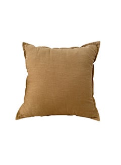 Buy 1 Piece 50*50cm Size, 100% Linen Cushion Cover, Solid Brown Bean in UAE