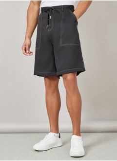 اشتري Oversized Parachute Woven Stitch Detail Shorts with Pocket Detail في السعودية