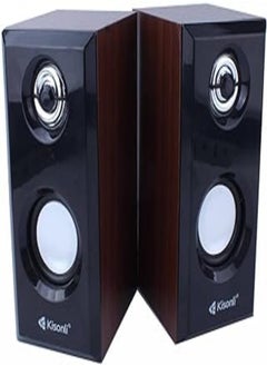 اشتري KISONLI 2.0 Wooden T-001 Mini Computer Speaker with USB Power,Black في مصر