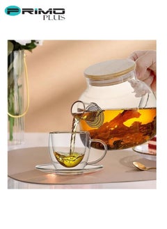 Buy Heat Resistant Glass Teapot Set Clear 1000ml in Saudi Arabia