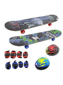 Buy Long Skate Board With Protective Gear Set 78x20Cm in UAE