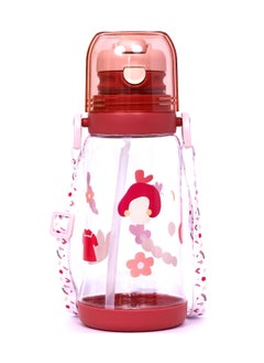 Buy Water Bottle 600Ml With Straw Pink in Saudi Arabia