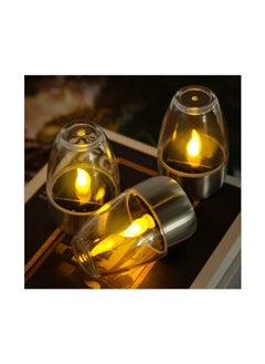 Buy Solar Candles Outdoor Waterproof, Flameless Tea Lights, Garden Lantern Mini, Solar Rechargeable Battery Window Lights (White) in UAE