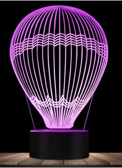 Buy Multicolour 3D Hot Air Balloon Night Light Lamp Illusion LED 16 Color Changing Touch Switch Table Desk Decoration Lamps Gift with Acrylic Flat ABS Base USB Cable Toy in UAE