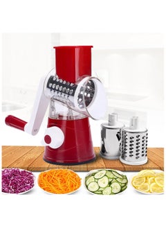 Buy hanso Rotary Round Manual Mandoline Drum Cheese & Vegetable Cutter Slicer Multifunctional Round Mandoline Grater Potato Kitchen Gadgets Rotary Vegetable Grinder (Red) in Egypt